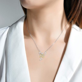 SIMONLY Celtic Knot Angel Pendant Necklace 925 Sterling Silver Celtic Jewelry Graduation Gifts for Her