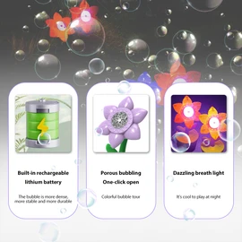Bubble Machine with Sound Lamp Vertical Bubble Maker for Birthday Outdoor Wedding Christmas Party Rechargeable Sunflower Shaped Automatic Bubble Machine