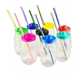 PLV 30 Vitrolero Barril De Plástico 0.5 Litro Con Popote Y Tapa