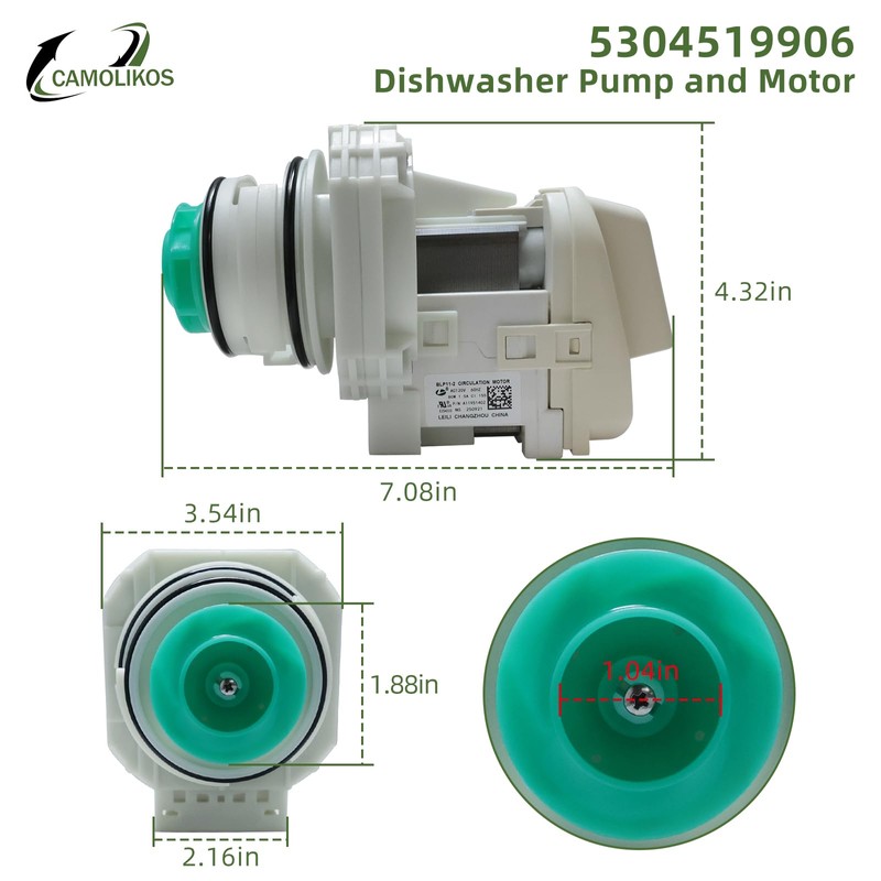 5304519906 Dishwasher Pump and Motor Assembly (PD00053471) Compatible With Frigidaire