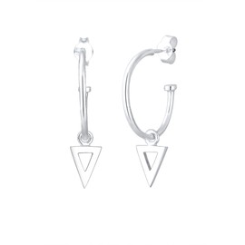Elli Women's Creole Pendant Earrings Trend in 925 Sterling Silver, Facet cut, No Gemstone