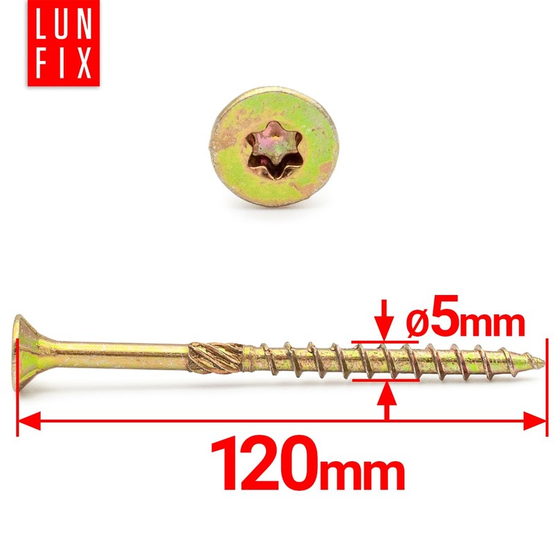 Lun Fix Chipboard Screws 5.0 x 120 mm | Pack