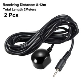 sourcing map IR Infrared Receiver Extender Cable 2.5mm Jack 6.5FT Long 26-39FT Receiving Distance Black Head 2pcs