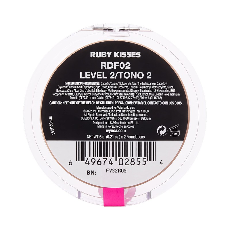 Ruby Kisses Cream Foundation 3D Face Creator 2-Color Foundation and