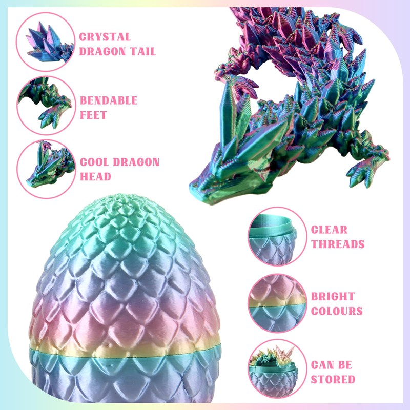 CIYIN 3D Printed Dragon Egg, 2 Easter Dragon Eggs, 22