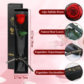 INSANYJ Eternal Rose with Stem Gifts for Women, Infinity Rose Birthday Gift for Women, Eternal Roses in Gift Box, Preserved Flower for Valentine's Day, Decorative Gift, Mother's Day Gift