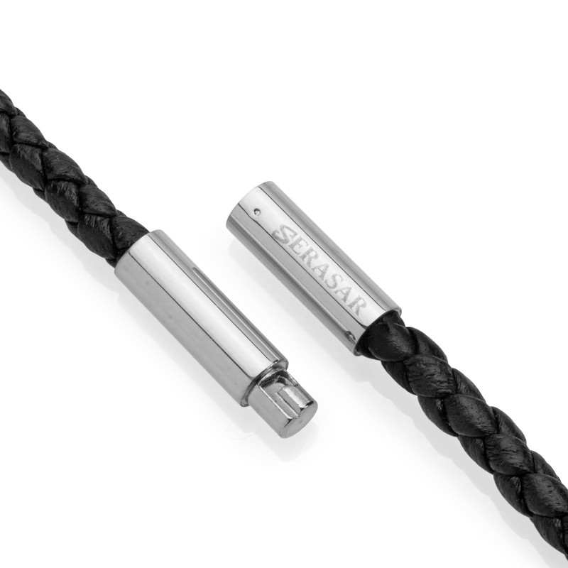 SERASAR Men's Premium Leather Necklace, Stainless Steel Pendant, Secure Clasp,