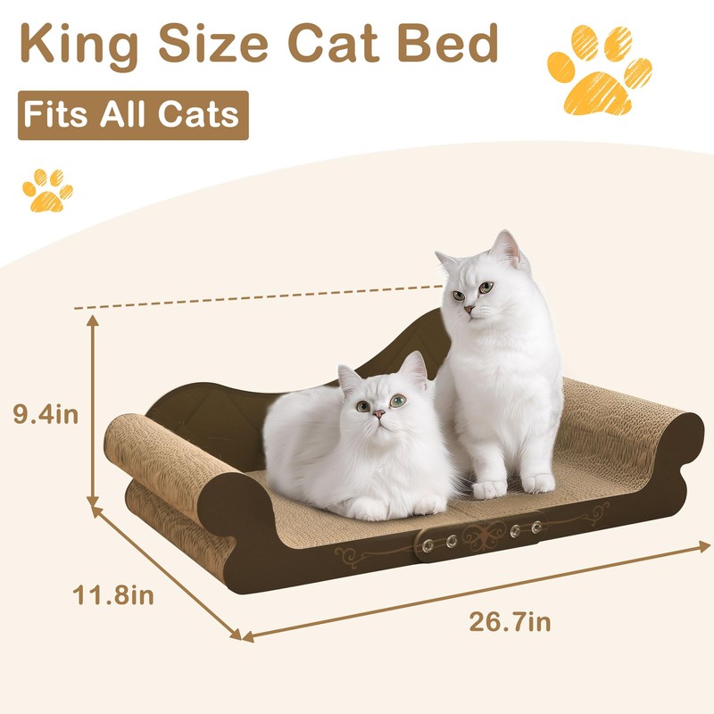 DWCN 26" Large Cat Scratcher Bed, Durable Cardboard Cat Couch