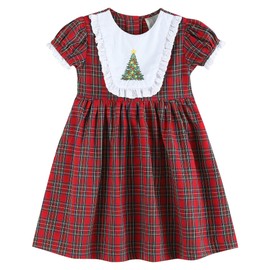 Lil cactus Red Christmas Tree Yoke Dress, 3-6 Months