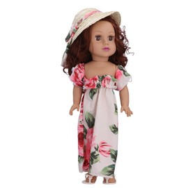 19in Reborn Baby Doll Curly Hair Hat Rebirth Babies Girl Adorable Infant Toy GiftQ18-525