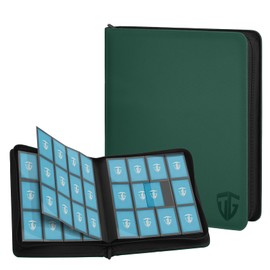 TCGUARD 12 Pockets Trading Card Zipper Binder for 720 Cards| Secure Side Loading Pockets | Trading Card Album Folder | Compatible with YuGiOh, MTG (Dark Green 12)