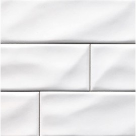 4x12 White Cool Subway Ceramic Wall Tile 3D Design Glossy Finish for Kitchen backsplash, Bathroom Shower, Accent Wall (1 Piece)