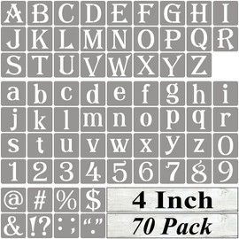 4 Inch Alphabet Letter Stencils for Painting - 70 Pack Letter and Number Stencil Templates with Signs for Painting on Wood, Reusable Alphabet and Numbers Stencils for Chalkboard Wood Signs & Wall Art