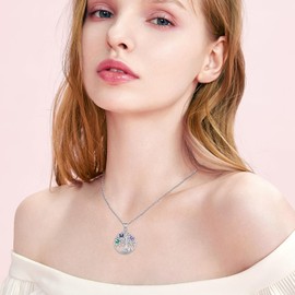 Odinstone Tree of Life Necklace 925 Sterling Silver Abalone Shell Family Tree of Life Pendant Silver Jewellery for Women Special Gifts for Mum / Girlfriend, Sterling Silver, No Gemstone