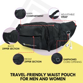 Propuera Waist Bag for Women | Versatile Waist Bag and Fanny Pack for Men | Durable Waist Pouch for Hiking, Travel, Camping, Running, Sports, and Outdoors (Black), Black, One Size, Fashion Waist Packs
