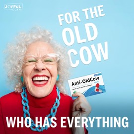 Anti Old Cow Joke Pill Box with Jelly Beans, Prescription Bag & Sticker - Funny Birthday Gifts for Women, Gift for Her, Mum, Sister, Friend, 40th 50th 60th 70th Birthday Gift