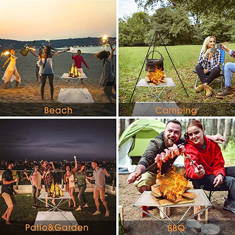 Portable Outdoor Camping Fire Pit Mat BBQ Fireproof Mesh Foldable