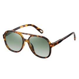 OSAGAMA Vintage Polarised Sunglasses Pilot Glasses Oversized Sunglasses for Men and Women, leopard grey-green
