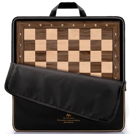 A&A 21.25" Professional Wooden Tournament Chess Board/Walnut & Maple Inlaid / 2.25" Squares w/Notation