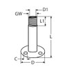 Antenna base, stainless steel A2 AISI 304, 25mm, 105x70mm