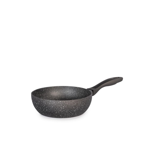 H&H Stone Grey Aluminium Wok with Rivestimento Antiaderente Stone 20