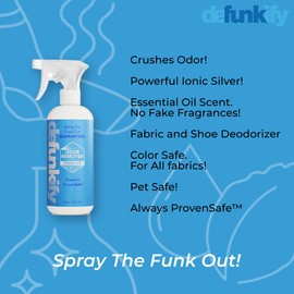 Defunkify Odor Remover Spray | Air Fresheners for Home, Shoe Deodorizer, Pet Pooph Odor Eliminator | w/Ionic Silver & Pure Essential Oil Scent | 2-Pack of 16 floz bottles (Fresh Air)