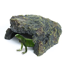 LURMMUE Reptile Rock Hide Cave, Habitat Decor for Lizards, Geckos, Turtles, Bearded Dragons, Amphibians, Fish – Natural Terrarium Hideout – 6.1" x 7.87" x3.1"