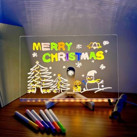 Acry/LIC LED Writing Message Board,LED Message Board with 7 Colors Pen/Stand,LED Note Board with Pen,Acry/LIC Board Writing Board,Art Creative Desktop Illuminated Wordpad,Dry Erase Board Night Light