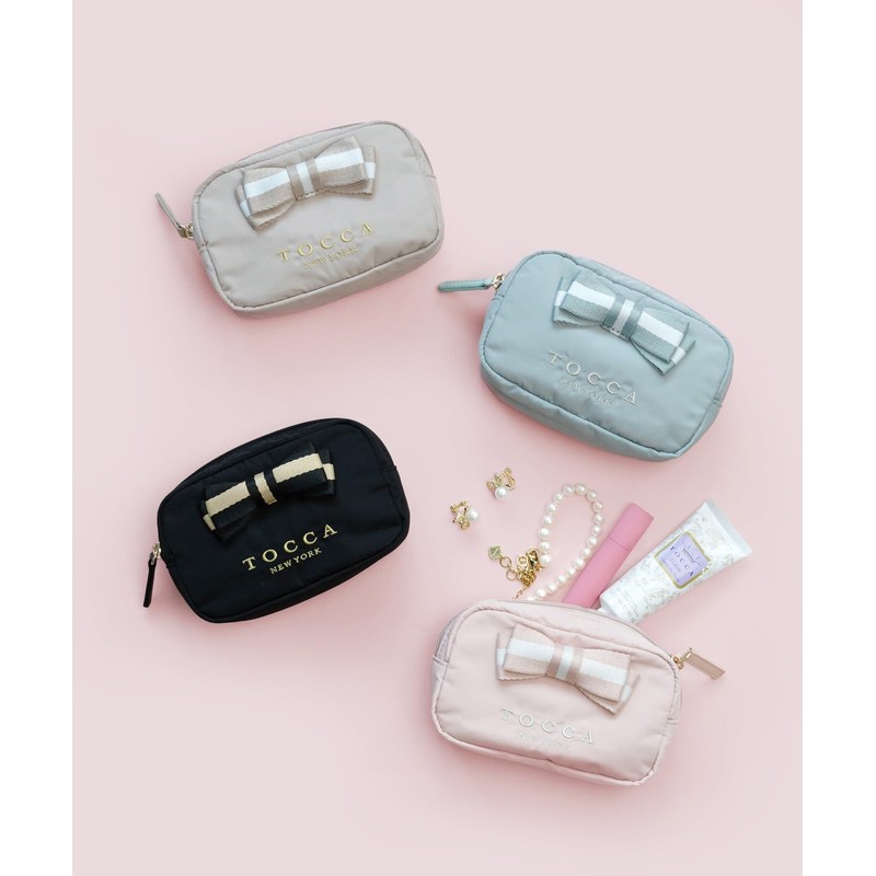 [TOCCA]【WEB限定】BICOLOR RIBBON POUCH ポーチ (ブラック)