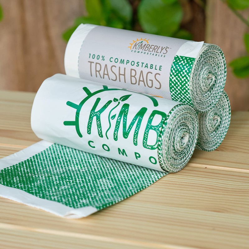 KC’s 3-Gallon Compostable Trash Bags with Drawstring – 100 Count