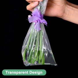 M METERXITY 50-Pack Flower Water Retainer Plastic Bag, 11.8x15.7 Inch/ 30x40cm Wraps Clear Plastic Florist Supplies Water Retainer Bag for Flower Bouquet Wrapping, Fresh Flower Bag with Water