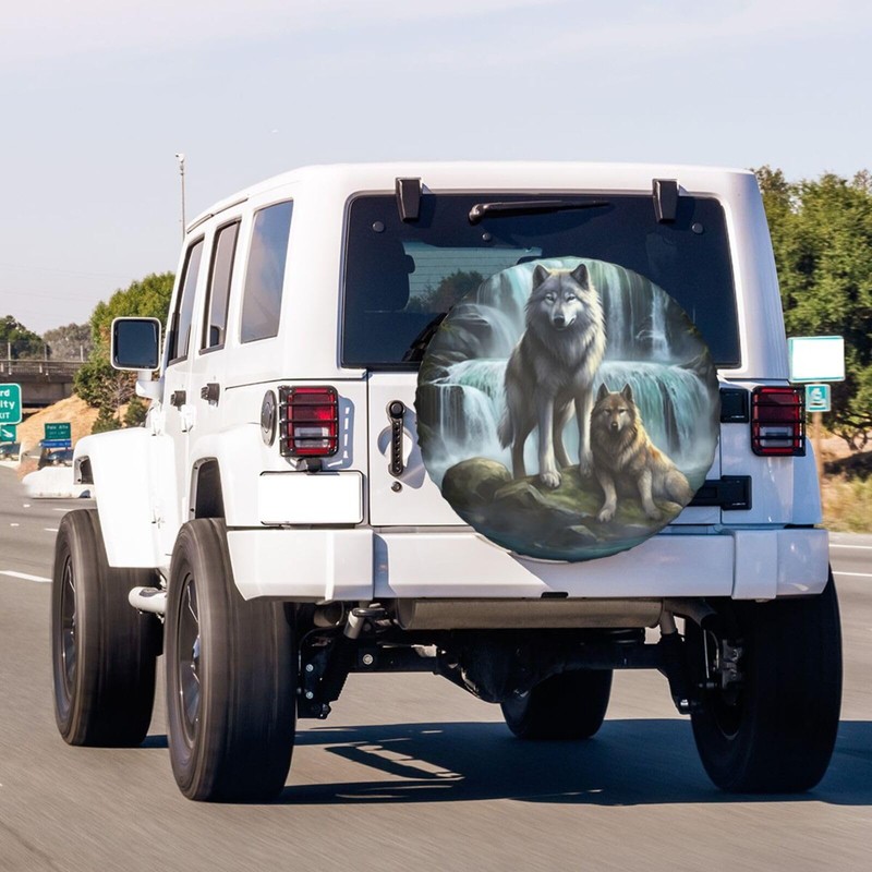 Foruidea 3D Printed Wolf Spare Tire Cover Dust-Proof Wheel Tire