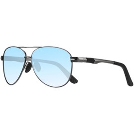 LEDING&BEST Sunglasses Men Women Polarised UV400 Protection, Ultralight Shatterproof Metal Frame, Vintage Black Outdoor Fishing Running Driving Glasses Sports Glasses Aviator Glasses, 1:Blue Gradient