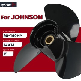 QIKIRUO Outboad Propeller for BRP,Johnson,Evinrude OMC Stern Drive Engine, 3 Blades 14" x 13" Boat Propeller Replace for OEM 2411-138-13, Aluminum Boat Propeller,15 Spline Tooth, RH