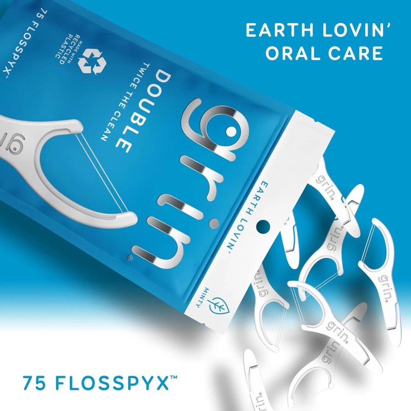 no GRIN Double Flosspyx, Floss Picks, 75 Count, Dental Flossers,