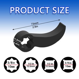 TWZKXC 4 Pack Pry Bar Wrench Adaptor Head Set, 1/2" 3/8" Crowbar Adapter Head Half Shaft Removal Car Repairing Tools for Tight Spaces Removal Tool, 2 Sizes Square and Plum, Thickening Steel, Black