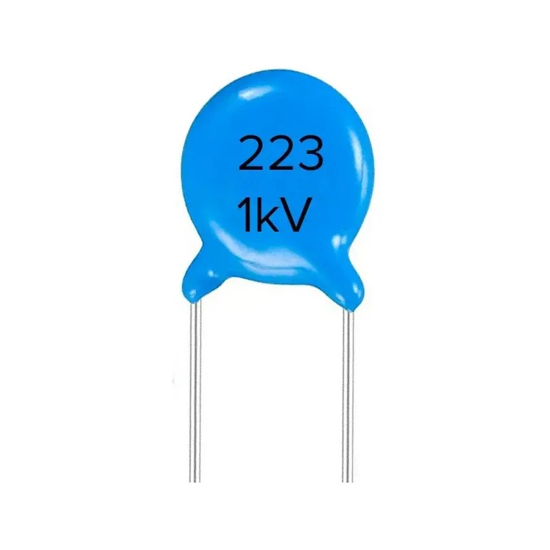 Tecneu 100 Piezas Capacitores Cerámicos 22nF 1kV 223 Azul PCB