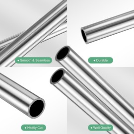 M METERXITY 2-Pack 300mm 304 Stainless Steel Tube, 16mm OD 1.5mm Wall Thickness Seamless Stainless Steel Tubing for Construction/Machining/DIY Crafting, Metal Straight Pipe [16x0.06x12IN]