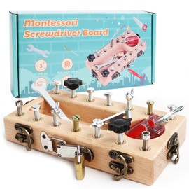 Yooyan Montessori Toy from 3 4 5 Years - Screwdriver Board Set, Screwdriver Board, Wooden Toy, Fine Motor Skills, Sensory for Toddlers, Classroom, Teaching Aids Educational