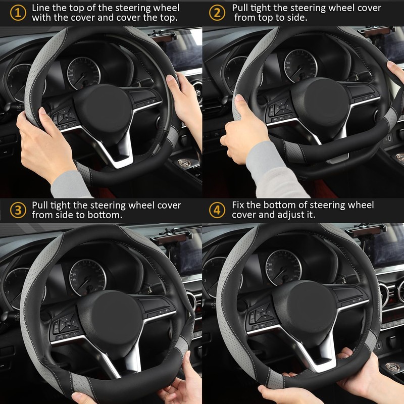 West Llama Flat Bottom Car Steering Wheel Cover for Nissan,D