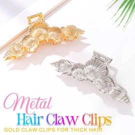 Banatra Shell Claw Clips Gold Conch Hair Clips Large Metal Hair Claw for Thick Thin Hair Beach Hair Accessories for Women and Girls