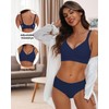 HORISUN Supportive Bra Wireless Seamless Bra Plus Size for Women(Navy