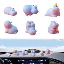 panthra 6 PCS Mini Hippopotamus Car Dashboard Figurines, Hippo Resin Car Dashboard Decor, 6, Suitable for Auto, Home, Desk, Gift for Hippo Lovers