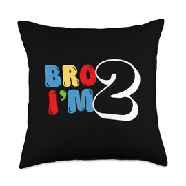 Bro I'm 2 Year Old Bruh It's My 2nd Birthday Kids Boy Gum Throw Pillow