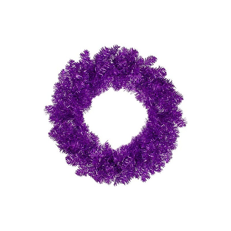 Northlight Metallic Artificial Double Tinsel Christmas Wreath-Unlit, 24", Purple