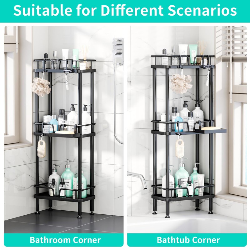 HapiRm Standing Corner Shower Caddy - 3 Tier Corner Shower