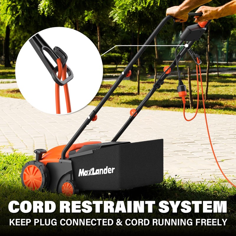 MAXLANDER Electric Dethatcher and Scarifier, 13” 12Amp 2-in-1 Lawn Dethatcher