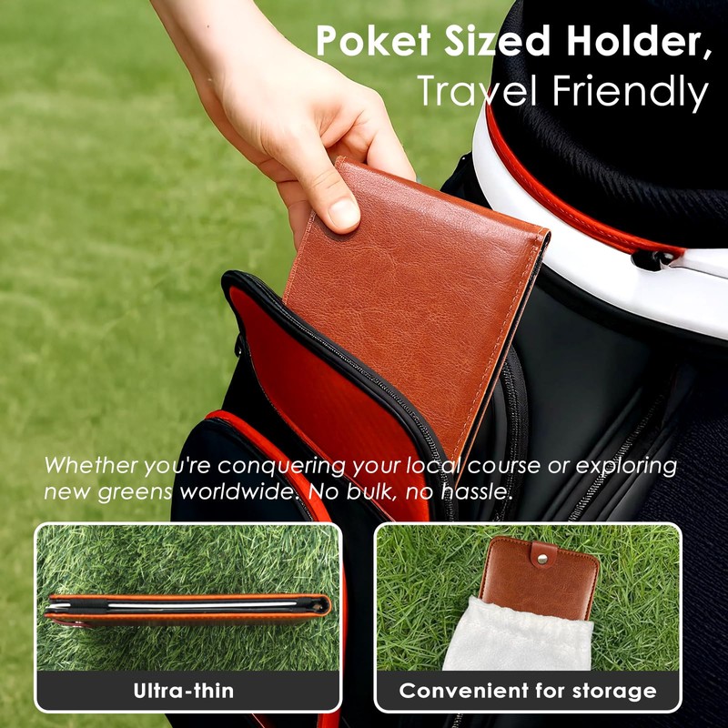 TLTWHS Magnetic Golf Scorecard Holder - Premium Leather Yardage Book