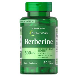 Puritans Pride Berberine 500 Mg Control saludable del azucar (glucosa) 60 Capsulas de Berberina mantiene los niveles de colesterol y trigliceridos a un rango normal