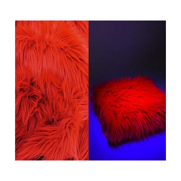 UV Reactive Solid Shaggy Faux Fur Fabric Sold by The